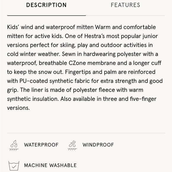 Hestra CZone Jr Insulated Mitt - Picture 5 of 5